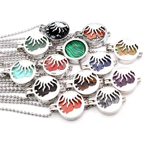Holle Zon Maan Medaillon Hanger Ketting Voor Vrouwen Legering Natuursteen Kogelketting Gepersonaliseerde Vintage Sieraden Cadeau