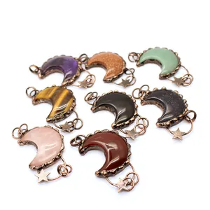 Conjunto de colgantes de luna creciente vintage con cristales y dijes de estrella