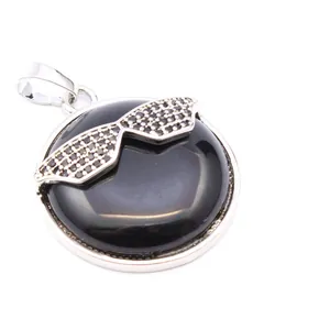 Creative sunglasses charm pendant necklace with black gemstone and pave crystals