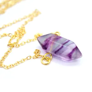 Ins Stijl Kristallen Zeshoekige Kolom Hanger Ketting 24k Verguld Natuurlijke Healing Point Kettingen Voor Vrouwen Sieraden Cadeau