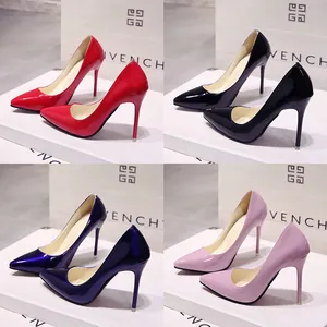 Women Pointed Toe Stiletto High Heels Patent Leather Red Bottom Pumps Elegant Office Work Dress Shoes Wedding Party Stiletto Heels