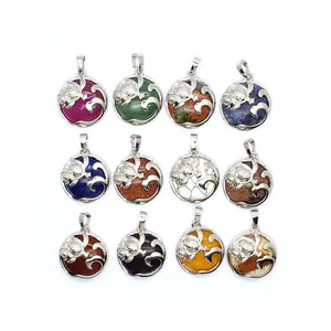 Vintage Legierung Meeresschildkröte Naturstein Kristall Anhänger Halskette Marine Tier Charm Schmuck Für Damen Alltägliches Mode Accessoire