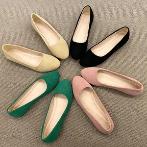 Damen Wildleder Spitze Flache Schuhe Elegante Candy Farbe Slipper Bequeme Lässige Große Größe Ballettflats Für Büro Alltag