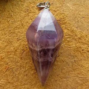 Natural hexagonal amethyst pendulum pendant with double-pointed crystal for dowsing