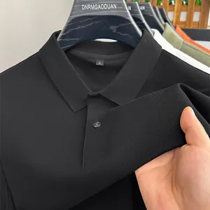 Premium men's black short sleeve polo shirt in 100% cotton pique knit texture
