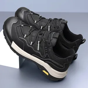 Men's black non-slip hiking shoes with breathable mesh for fashionable outdoor sports