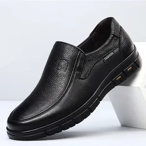 Detailed view of black men's loafers made of premium first-layer cowhide leather