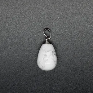 Close-up detail showing the natural white marble texture of this water drop pendant charm