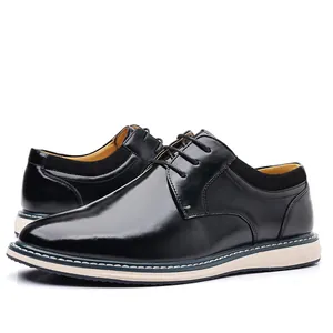 Elegant black men's leather dress shoes with fine stitching and polished finish detail.