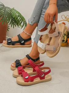 Sandali platform casual da donna in vari colori con velcro e suola intrecciata