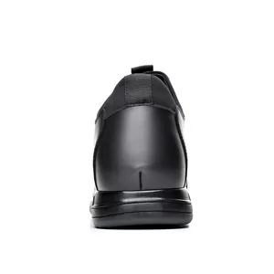 Vue arrière détaillée de chaussures homme en cuir avec talon caché de 6 cm.