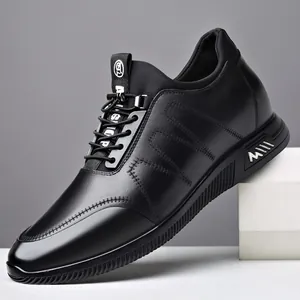 Chaussures homme cuir noir avec talonnette invisible de 6cm