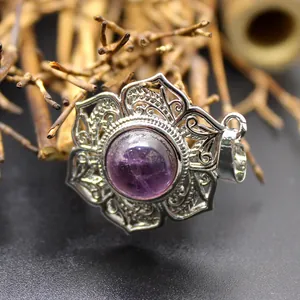Pendentif Vintage Bohème en Alliage Ajouré Fleur avec Perle de Cristal pour Création de Bijoux DIY Femme