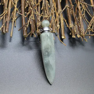 Detailed view of the hexagonal natural stone aromatherapy perfume bottle pendant