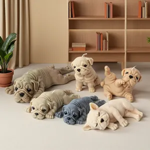 Variety of bulldog-shaped scented candles in adorable sleeping and sitting poses