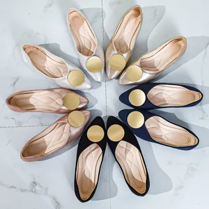 Zapatos Planos de Mujer con Punta Puntiaguda y Hebilla Metálica Suela Suave Cómoda Moda Diaria Casual Bailarinas sin Cordones