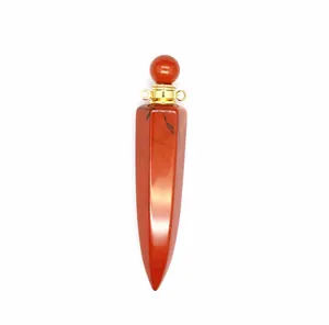 Natural red jasper hexagonal cone aromatherapy perfume bottle pendant jewelry piece