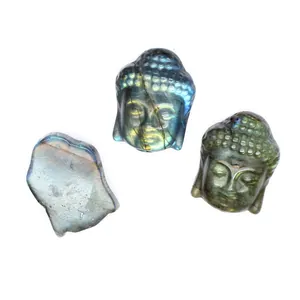 Handgeschnitzte Buddha-Köpfe aus natürlichem Labradorit für die Meditation zu Hause
