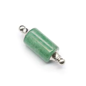 Macro view of the green natural stone cylindrical essential oil pendant details