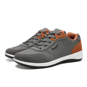 2026 new men's lightweight casual gray sneakers with waterproof synthetic leather
