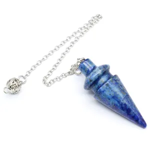 Natuurlijk blauw lapis lazuli kristallen pendel met zilveren ketting voor wichelroedelopen