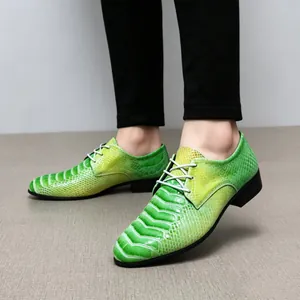 Herren Spitz Lederschuhe Glänzend Steinmuster Britischer Stil Verlauf Schnürschuhe Mode Lässig Formelle Schuhe Große Größe