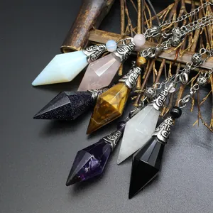 Twelve-Sided Crystal Pendulum Natural Stone Dowsing Divination Pendant With Retro Alloy Chain For Meditation Women Men