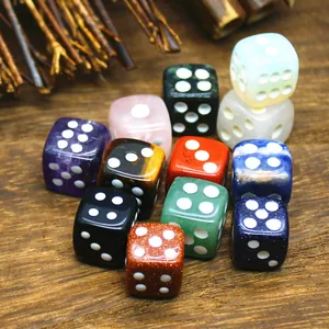 Dados D6 de Piedra Natural Cristal Tallados a Mano Numerados Cubo para Juegos de Mesa Decoración Colección