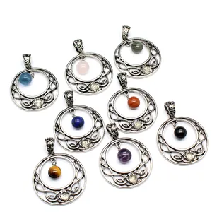 Exquisite collection of Celtic knot round pendants with various natural gemstone beads