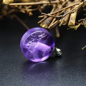 Style Ins Pendentif Flacon de Parfum en Pierre Naturelle Quartz Rose Améthyste Flacon d'Huile Essentielle Bijoux Femme