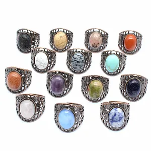 Vintage medieval filigree rings with natural stones like blue agate, adjustable bands.