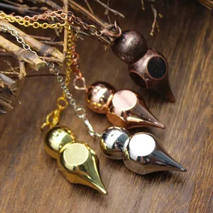 Péndulo de Adivinación de Cobre Sólido Calabaza Hulu Metal Galvanizado Gravedad Colgante Collar Con Cadena Para Meditación Sanación Energética