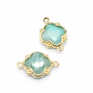 Detailed view of faceted clover stone charms for DIY necklace and earring jewelry making