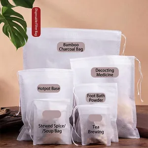 Sacs Filtrants à Thé Jetables en Tissu Non-tissé Avec Cordon pour Infusion d'Herbes Épices Soupe Cuisine