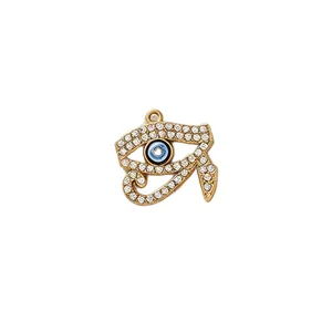 Ciondolo occhio di Horus in acciaio inossidabile placcato oro con zircone blu per DIY