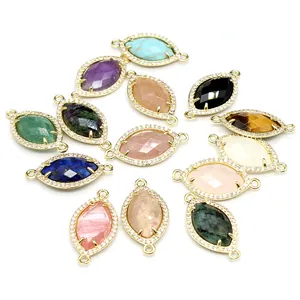 Varietà di ciondoli connettori in pietra naturale marquise micro-pave per gioielli fai da te