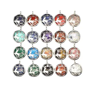 Fashion Christmas Deer Hollow Locket Pendant Necklace With Crystal Bead Stone Silver Plated Alloy Jewelry For Women Gift