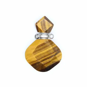 Gefacetteerde natuurlijke tijgeroogsteen etherische oliefles hanger voor aromatherapie sieraden