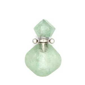 Natuurlijke groene edelsteen diamantvormige kristallen etherische olie fles hanger ketting