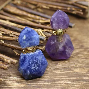 Ciondoli boccette per oli essenziali in pietre naturali di ametista e sodalite
