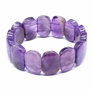 Macro view showing the natural texture of polished purple amethyst beads in this bracelet