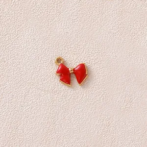 Roter Emaille Schleifenanhänger mit vergoldetem Edelstahl für DIY Schmuckherstellung