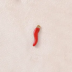 Detailed macro view of a glossy red 3D chili pepper pendant for DIY necklace charms