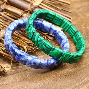 Natural Stone Crystal Square Faceted Bead Bracelet For Men Women Healing Energy Stretch Bracelet Simple Fashion Jewelry