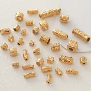 Stainless Steel Gold Plated Barrel Spacer Beads Mantra Relief Design Large Hole Beads DIY Jewelry Making Accessories