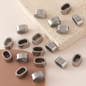 Perles d'espacement ovales en acier inoxydable pour la création de bijoux DIY