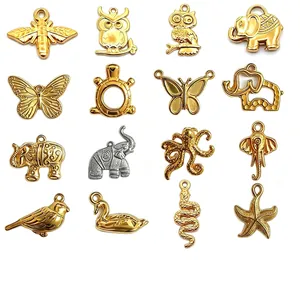 Stainless Steel 18K Gold Plated Animal Series Pendant For DIY Jewelry Making Butterfly Elephant Turtle Charms Accessory