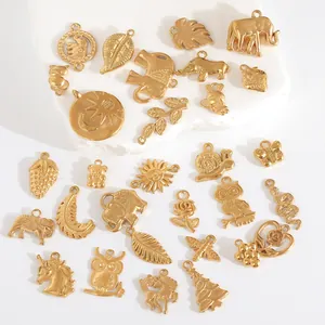 Variety of 18K gold plated stainless steel charms in nature and animal shapes for DIY.