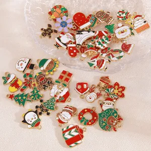 Assortment of festive colorful Christmas enamel charms for DIY jewelry making accessories