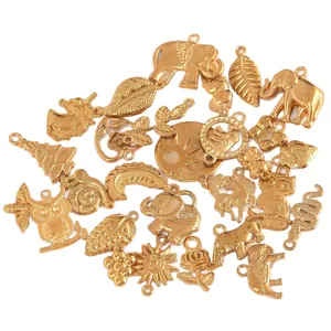 18K gold plated stainless steel charms in animal and leaf shapes for DIY jewelry making